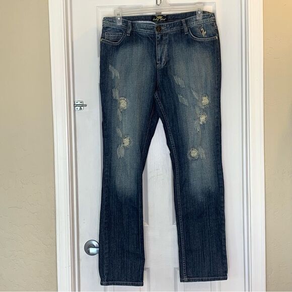 Baby Phat Gold Label Distressed High Rise Waist Denim Jeans SIZE 16 - Picture 1 of 10